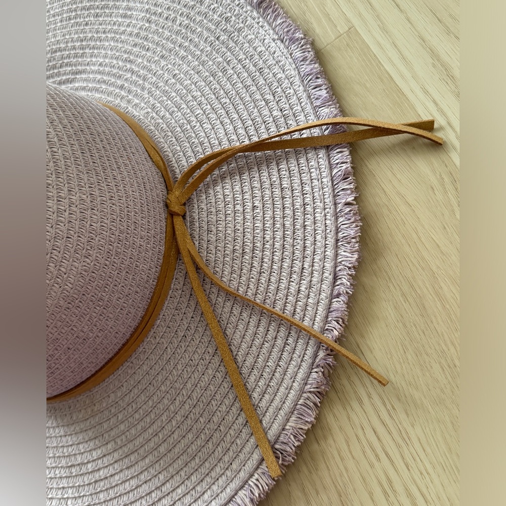 Lavender Panama Jack wide brim sun hat paper straw adjustable purple lilac - Picture 2 of 7
